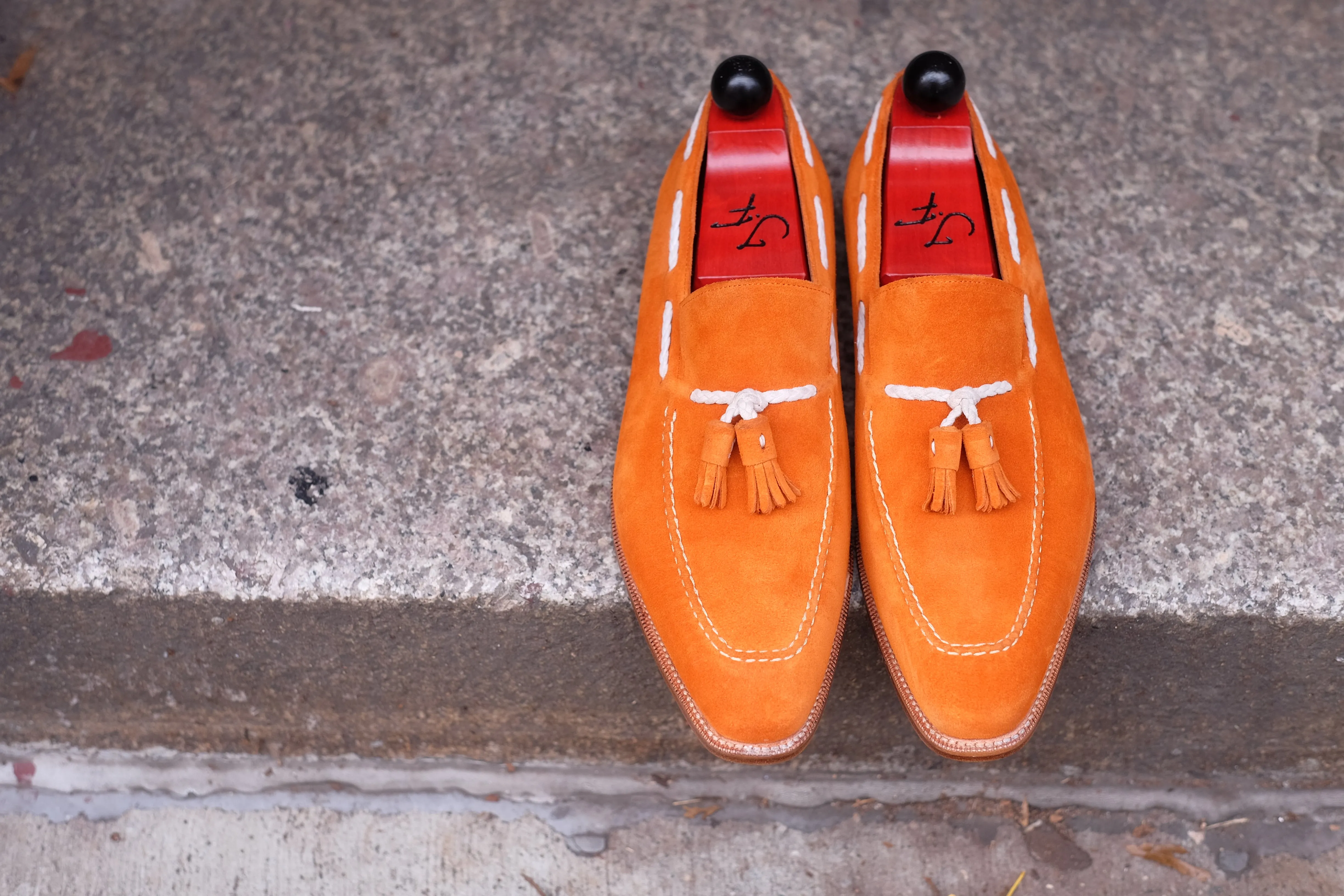 Eskapa - MTO - Orange Suede / Natural Stitching - LPB Last - Single Leather Sole