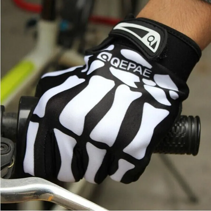 Feida Sports Racing Motorcycle Cycling Bicycle Biker Camouflage Pattern Skull Skeleton Hand Bone Goth Gloves Full Finger