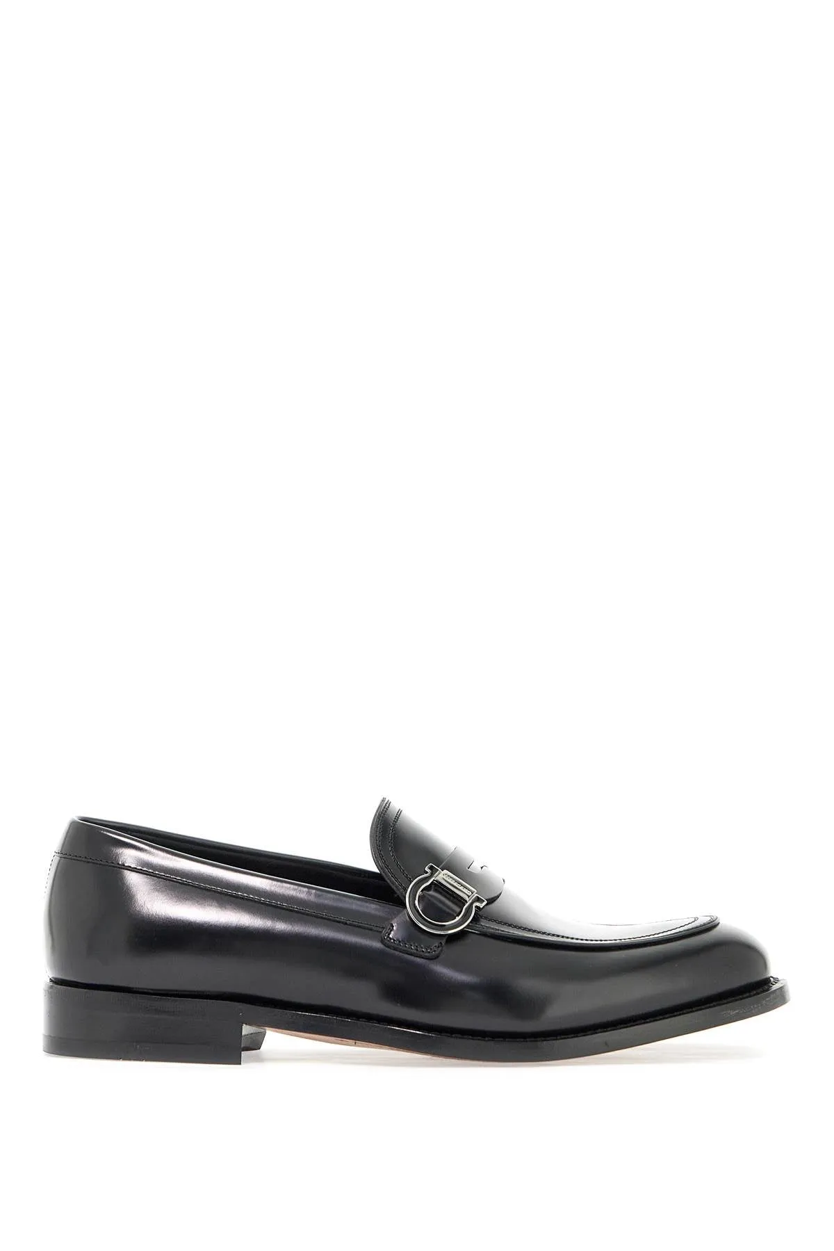 FERRAGAMO Elegant Leather Loafers with Gancini Hook Detail