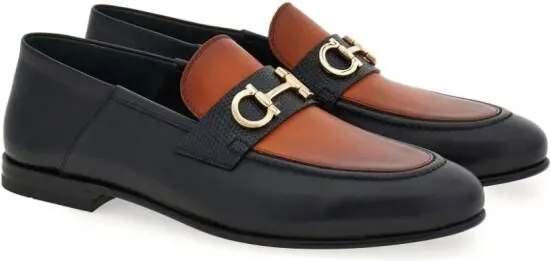 Ferragamo Gancini leather moccasins Black