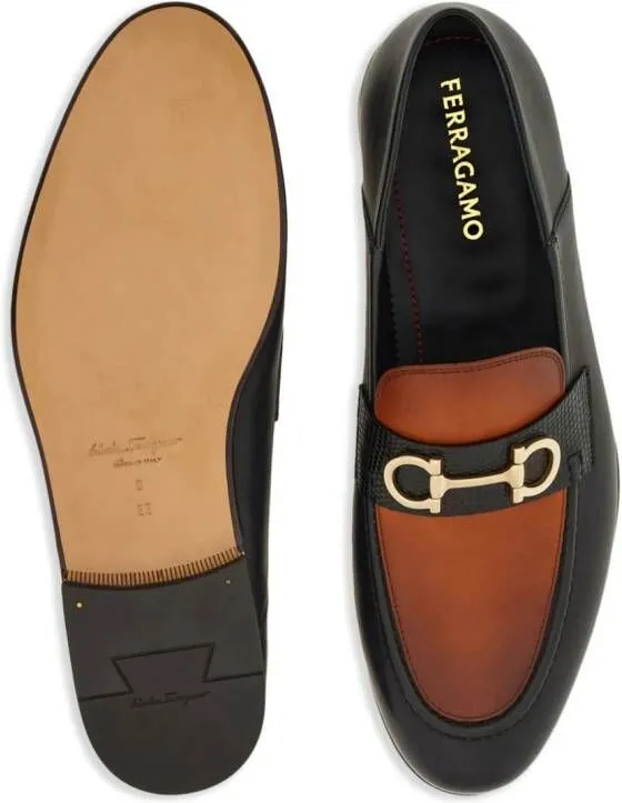 Ferragamo Gancini leather moccasins Black