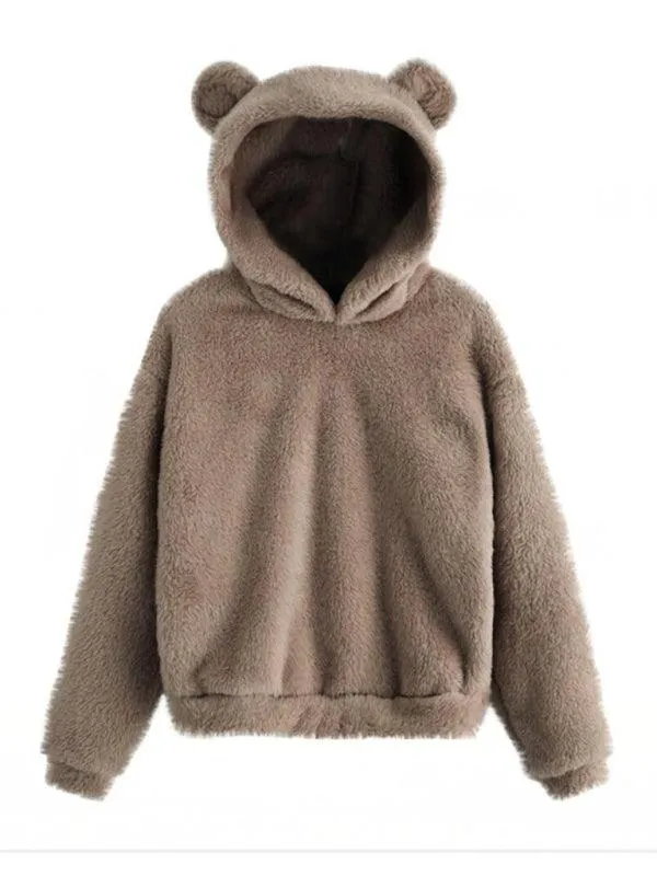 Fur Bunny Ear Women Hoodie