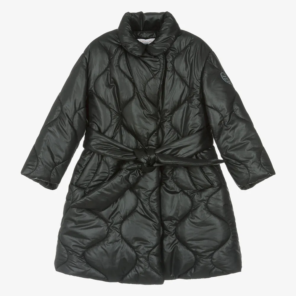 Girls Black Quilted Padded Coat