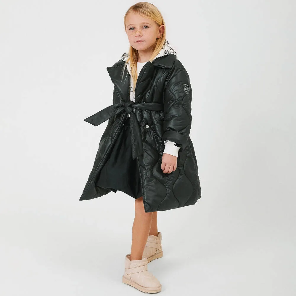 Girls Black Quilted Padded Coat