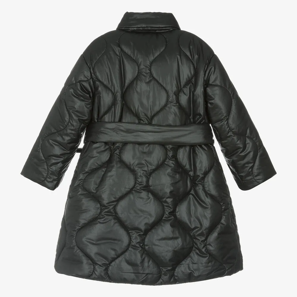 Girls Black Quilted Padded Coat