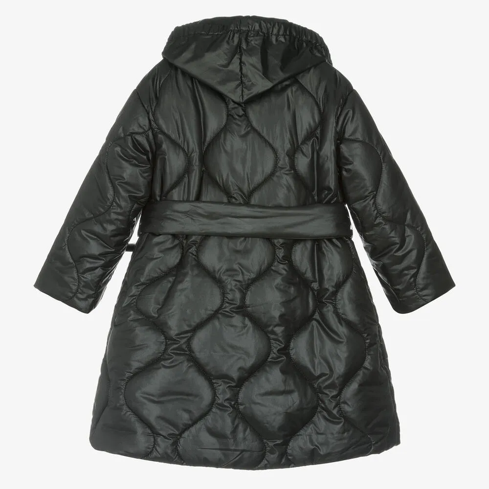 Girls Black Quilted Padded Coat