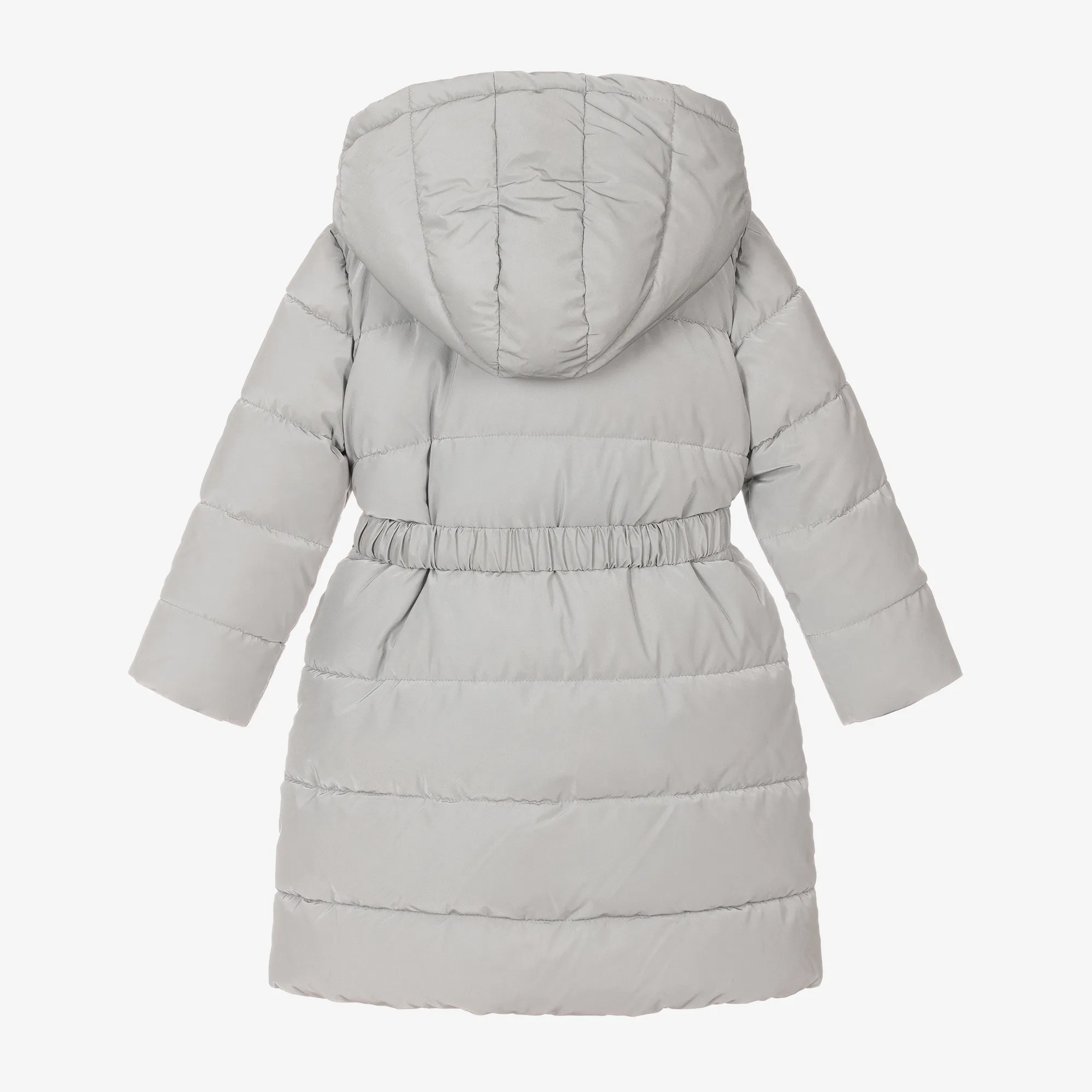 Girls Grey Bow Puffer Coat