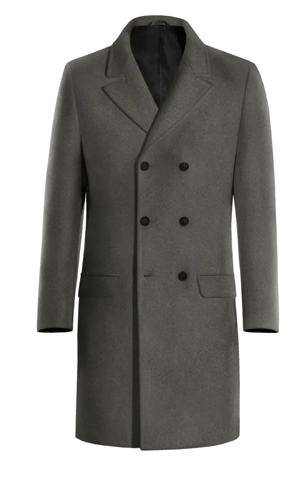 Grey Long Double-Breasted Coat