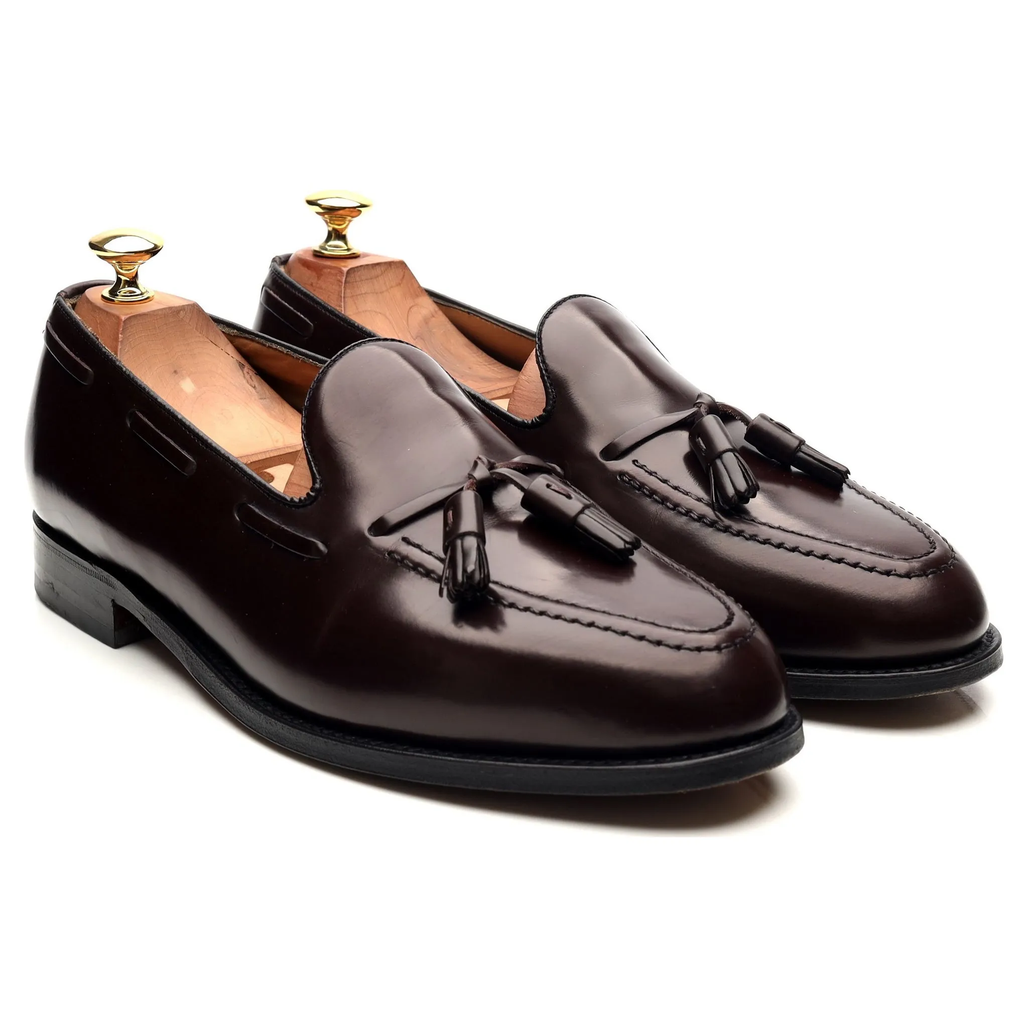 'Harrow' Burgundy Leather Tassel Loafers UK 9 EX