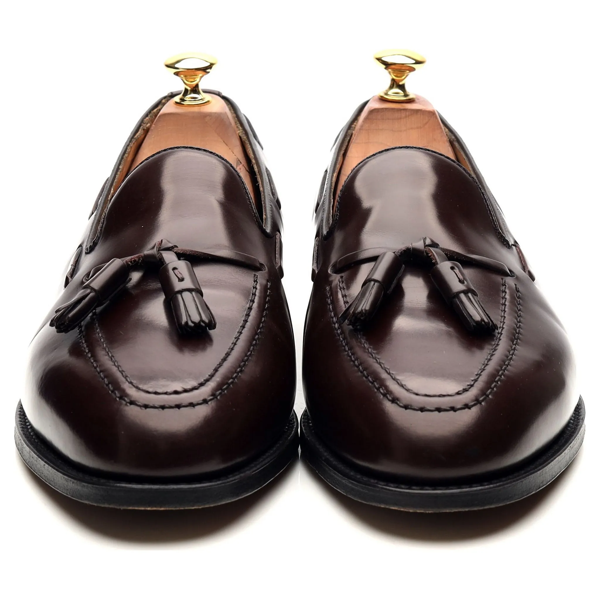 'Harrow' Burgundy Leather Tassel Loafers UK 9 EX