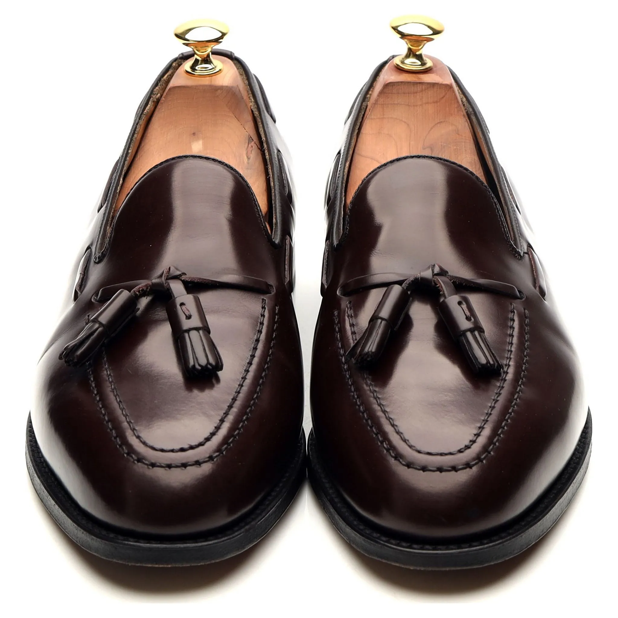 'Harrow' Burgundy Leather Tassel Loafers UK 9 EX