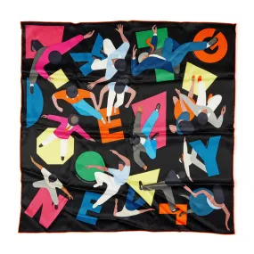 Hermès Limited Edition Black, Rose and Bleu Hommage A Gene Kelly Silk Scarf 70