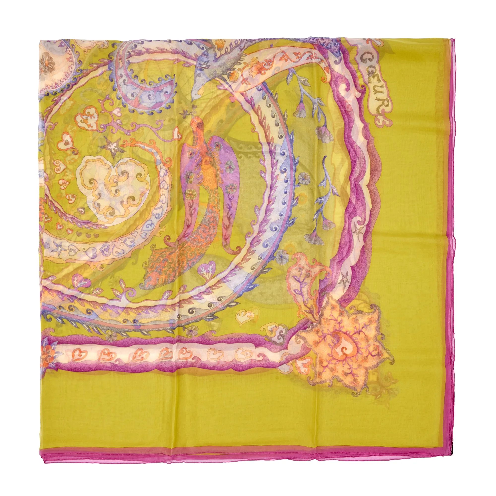 Hermès Vert Anis De Tout Coeur Chiffon Scarf, 140