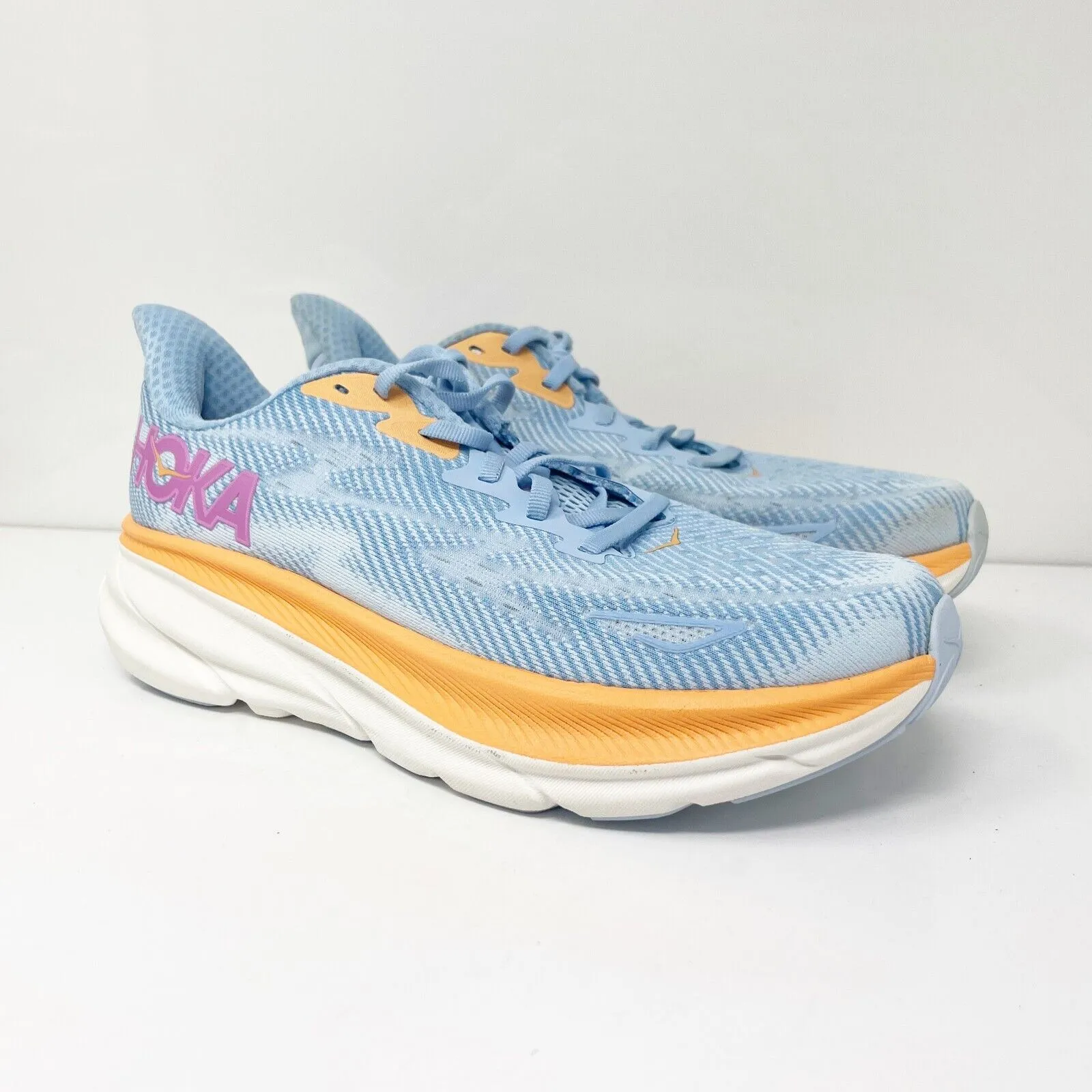 Hoka One One Womens Clifton 9 1127896 ABIW Blue Running Shoes Sneakers Size 8 B