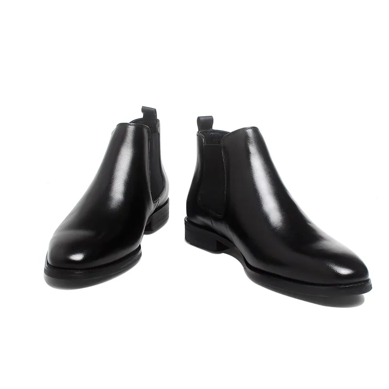 HolloMen Black Leather Chelsea Boots