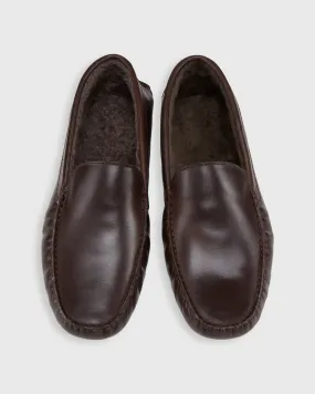 House Slippers in Dark Brown Leather