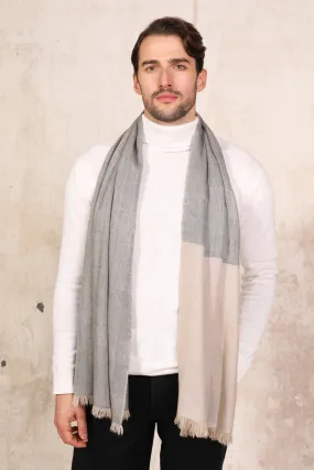 Ivory Grey Cashmere Scarf