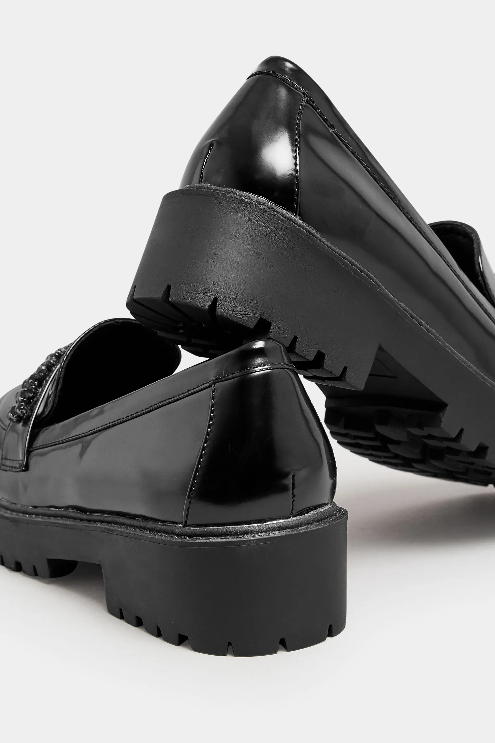 LIMITED COLLECTION Black Diamante Chunky Loafers In Extra Wide EEE Fit