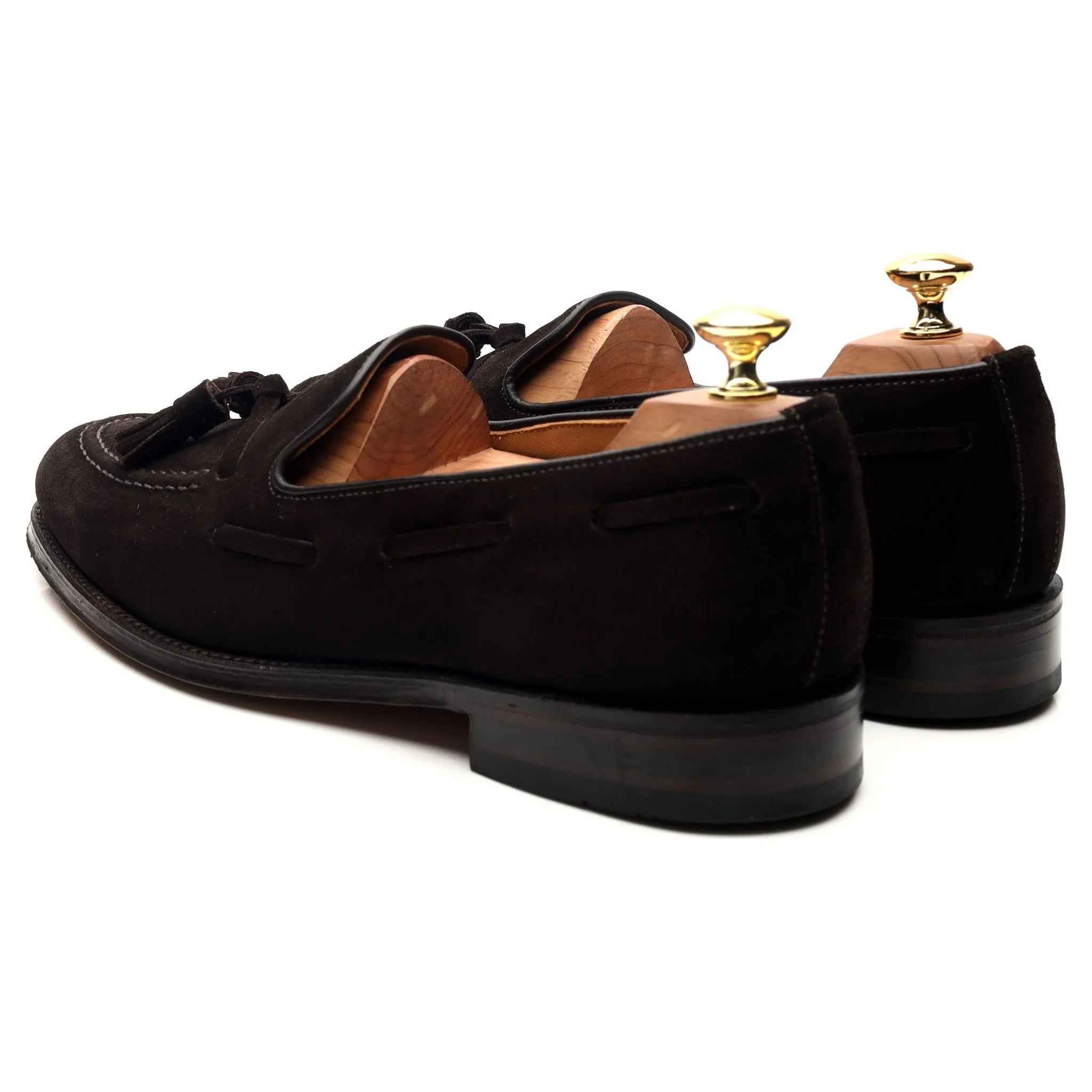 'Lincoln' Dark Brown Suede Tassel Loafers UK 8 F