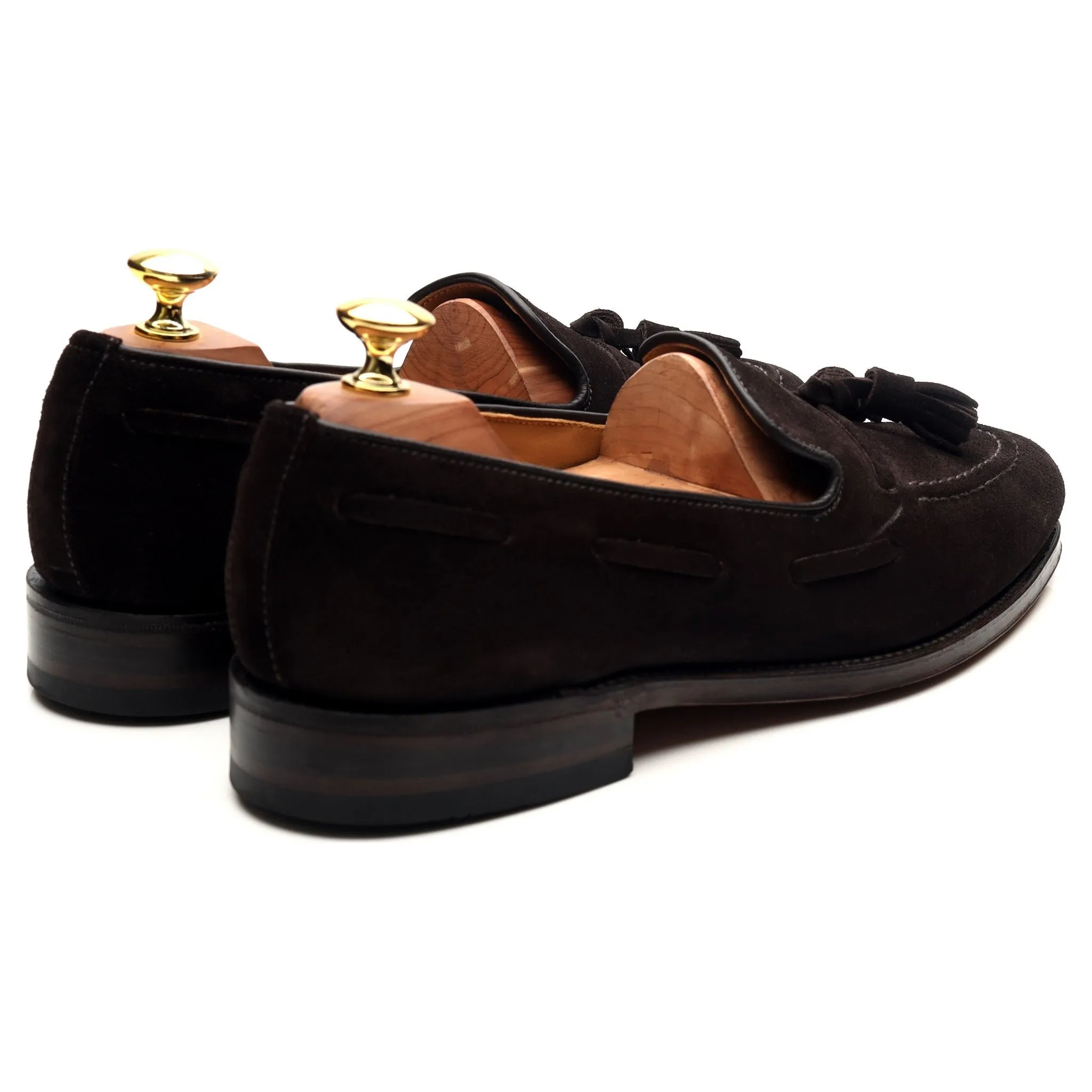 'Lincoln' Dark Brown Suede Tassel Loafers UK 8 F