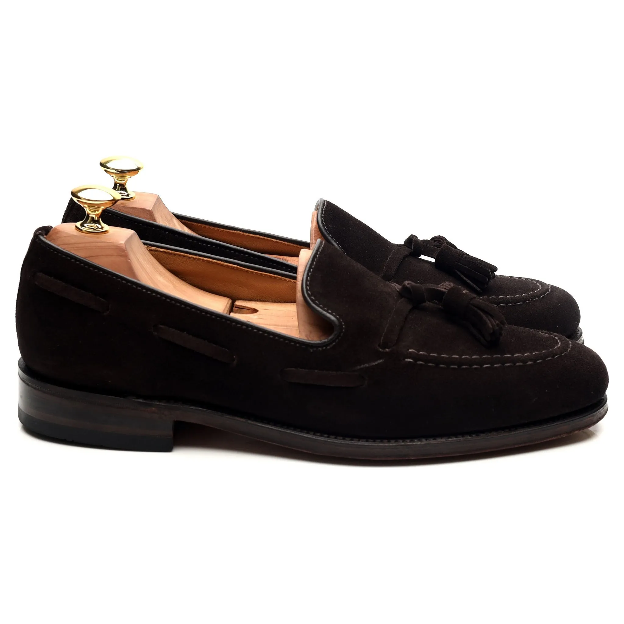 'Lincoln' Dark Brown Suede Tassel Loafers UK 8 F