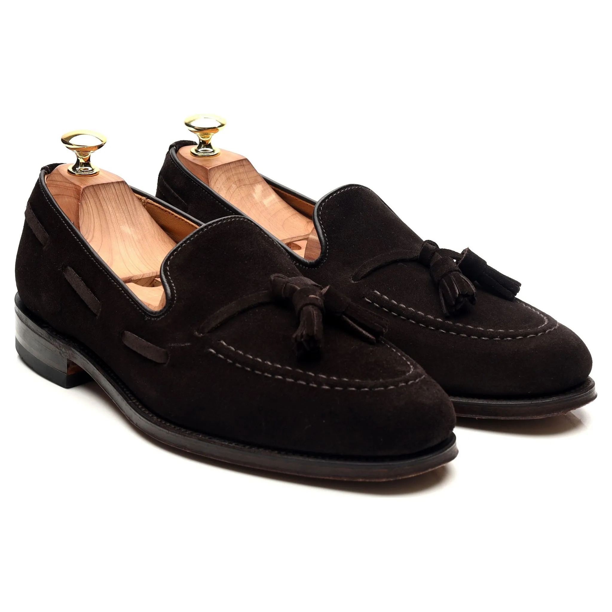 'Lincoln' Dark Brown Suede Tassel Loafers UK 8 F