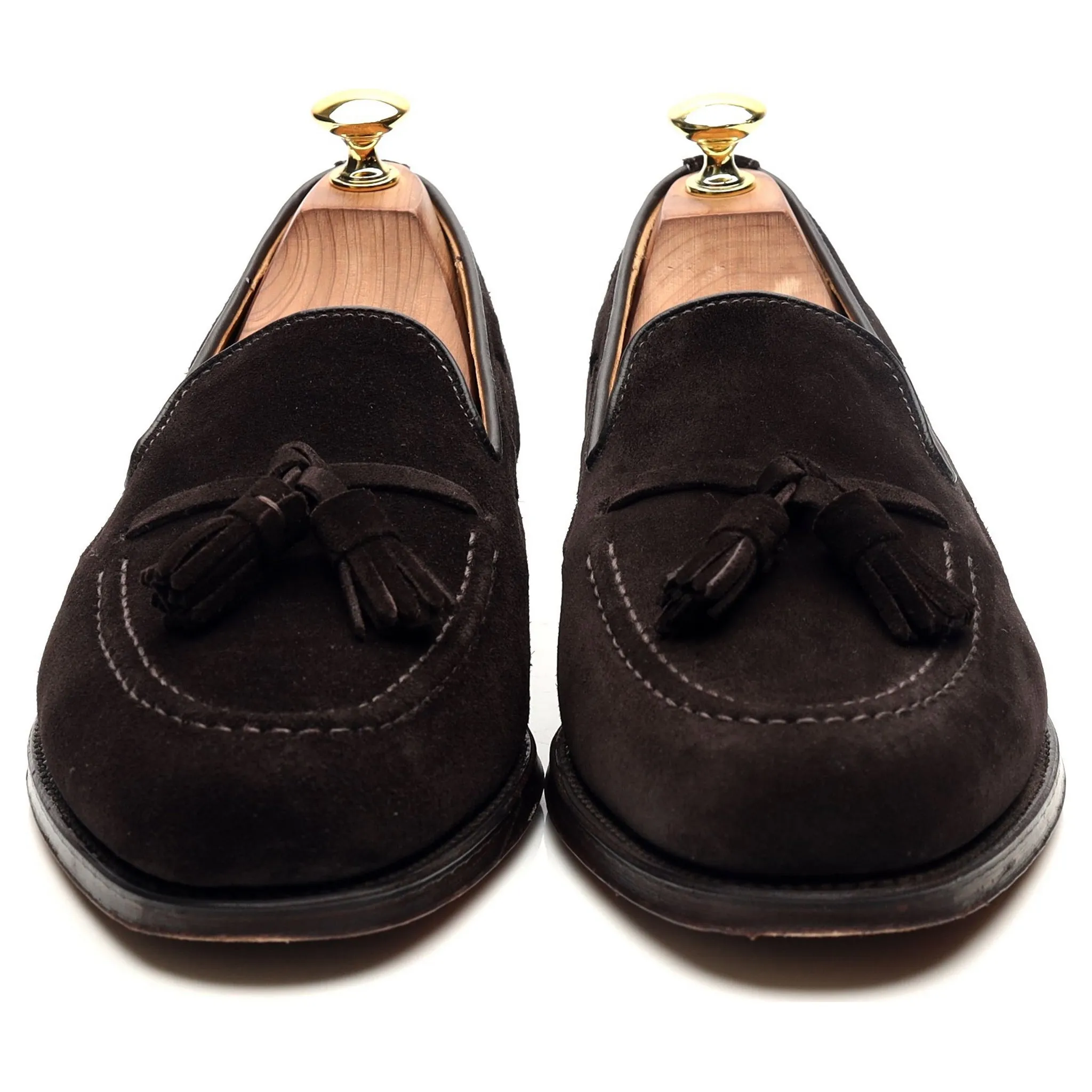 'Lincoln' Dark Brown Suede Tassel Loafers UK 8 F