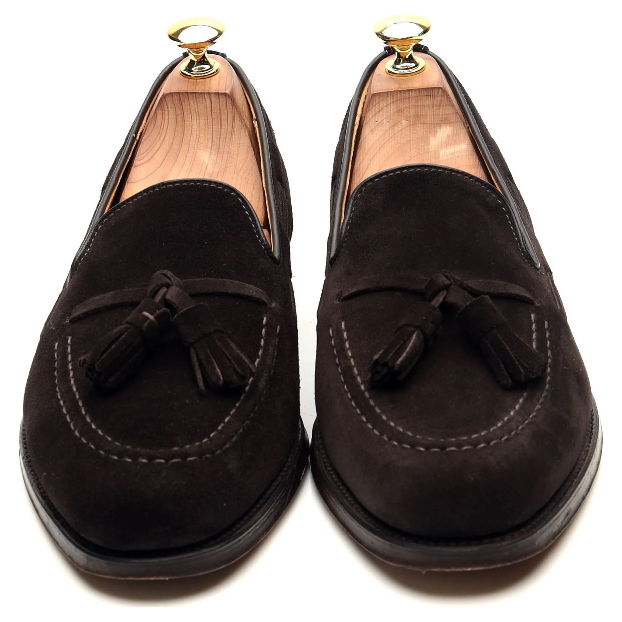 'Lincoln' Dark Brown Suede Tassel Loafers UK 8 F