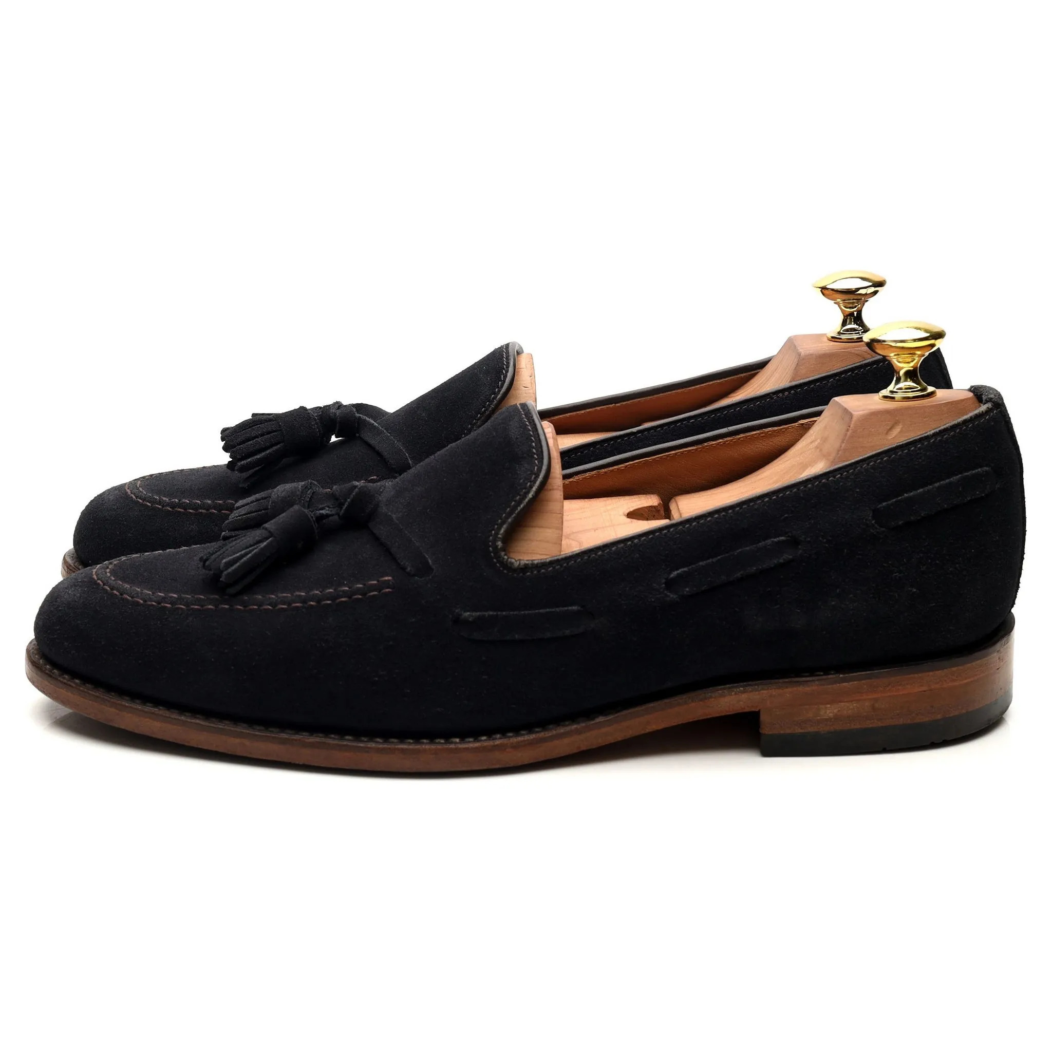 'Lincoln' Navy Blue Suede Tassel Loafers UK 8 F