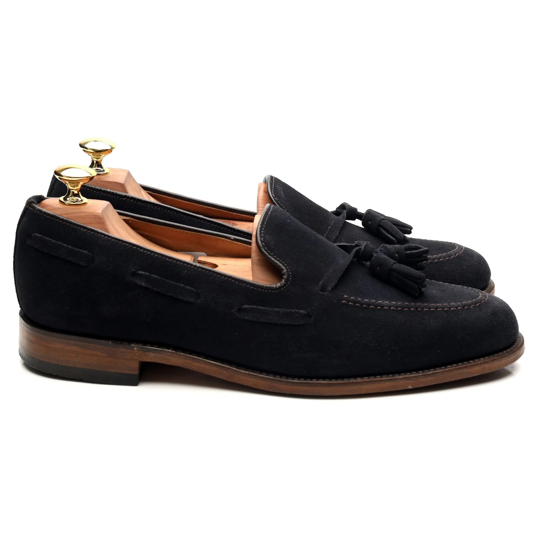 'Lincoln' Navy Blue Suede Tassel Loafers UK 8 F