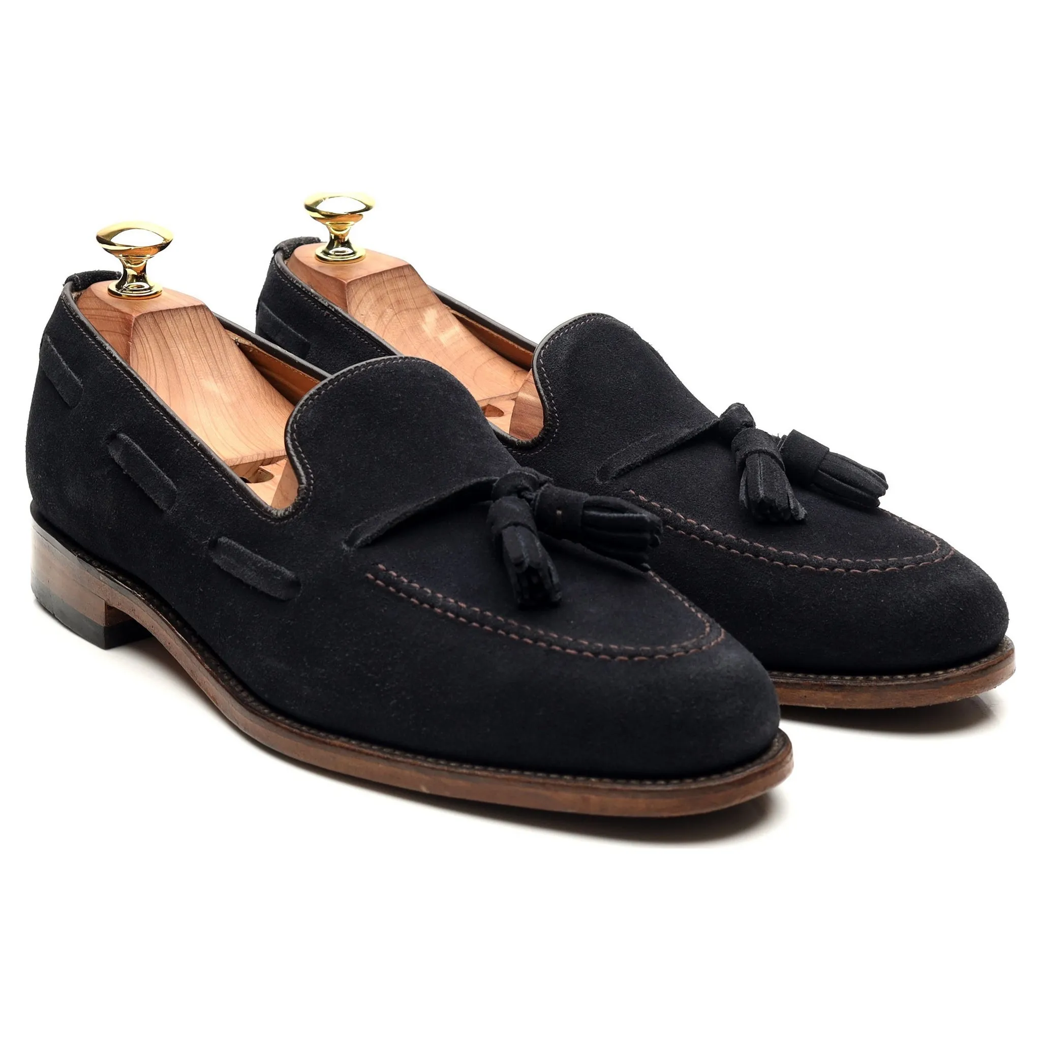 'Lincoln' Navy Blue Suede Tassel Loafers UK 8 F