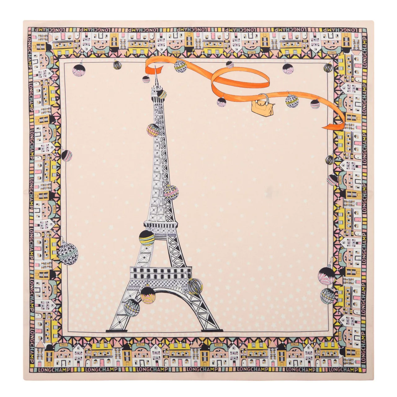 LONGCHAMP Eiffel Tower Silk Scarf - Nude