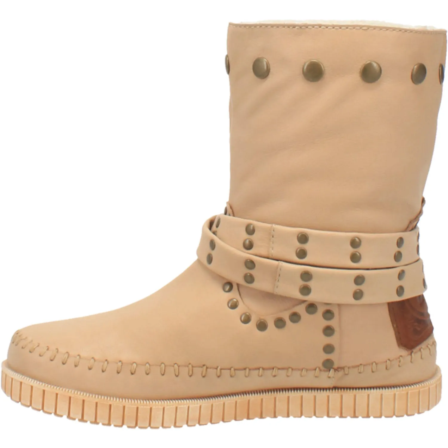 Malibu Sand Leather Antique Studded Buckle Boots (DS)