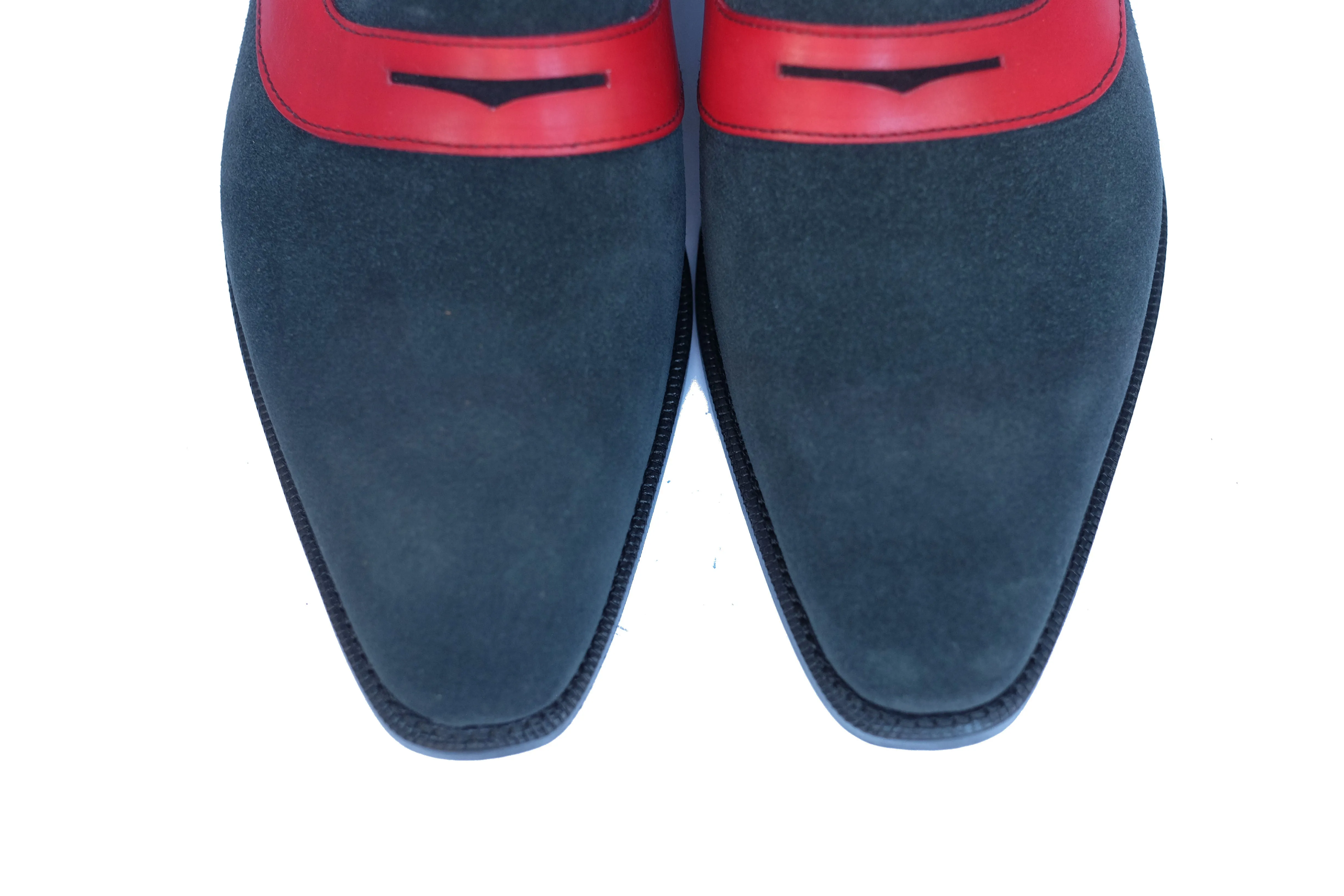 Marcos - MTO - Charcoal Suede / Red Calf - LPB Last - Single Leather Sole