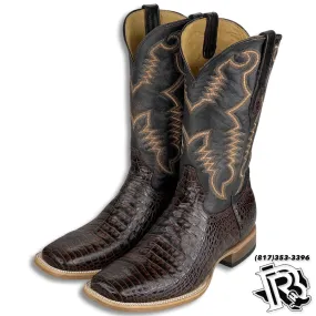 Men Boots | Brown Caiman Print Western Square Toe Boots