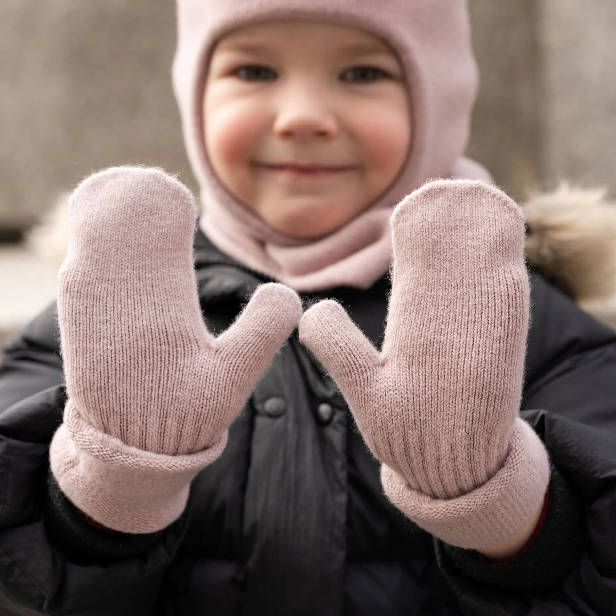 menique - Kids' Mittens Knitted Merino & Cashmere: 1-3 years / Creamy beige