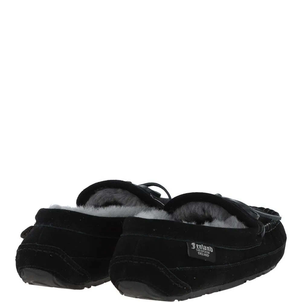 Men's Black Sheepskin Moccasins - Maverick