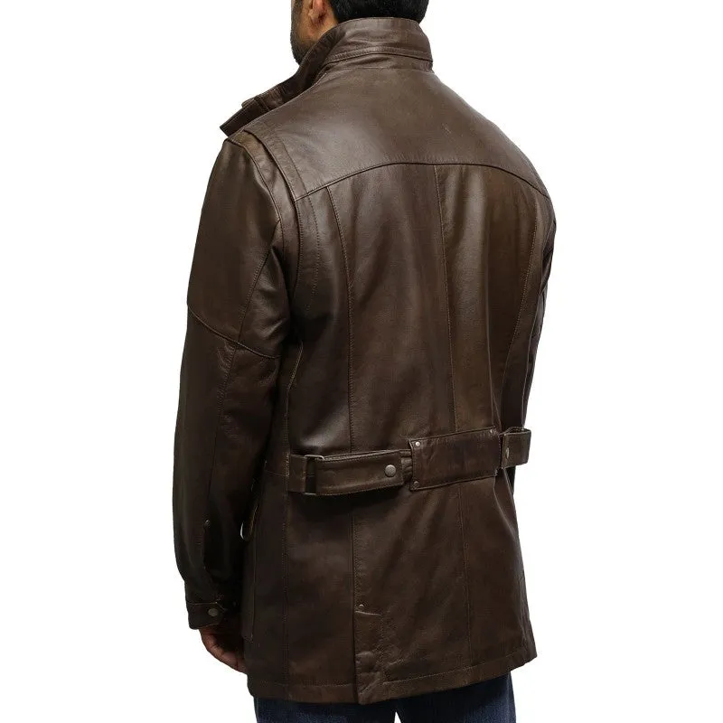 Men's Brown Leather Jacket Coat