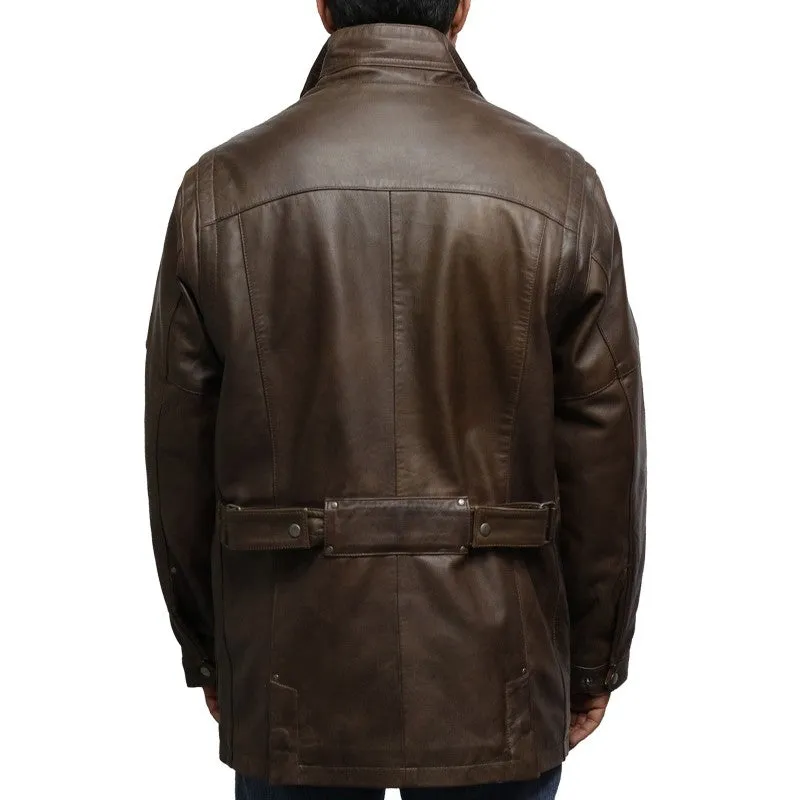 Men's Brown Leather Jacket Coat