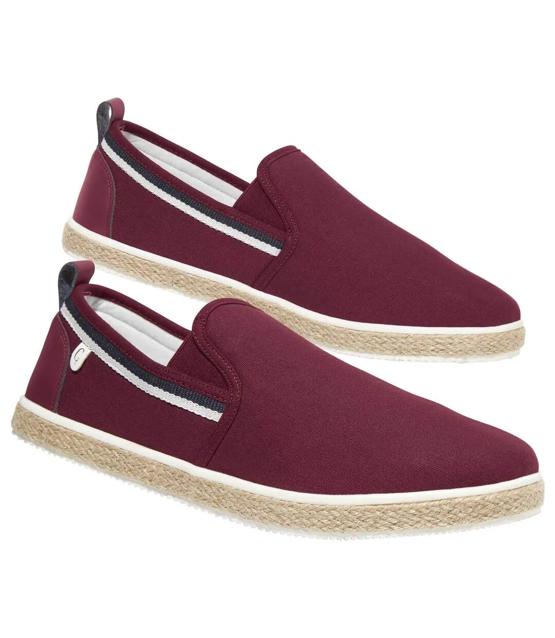 Men's Burgundy Elasticated Canvas Moccasins 