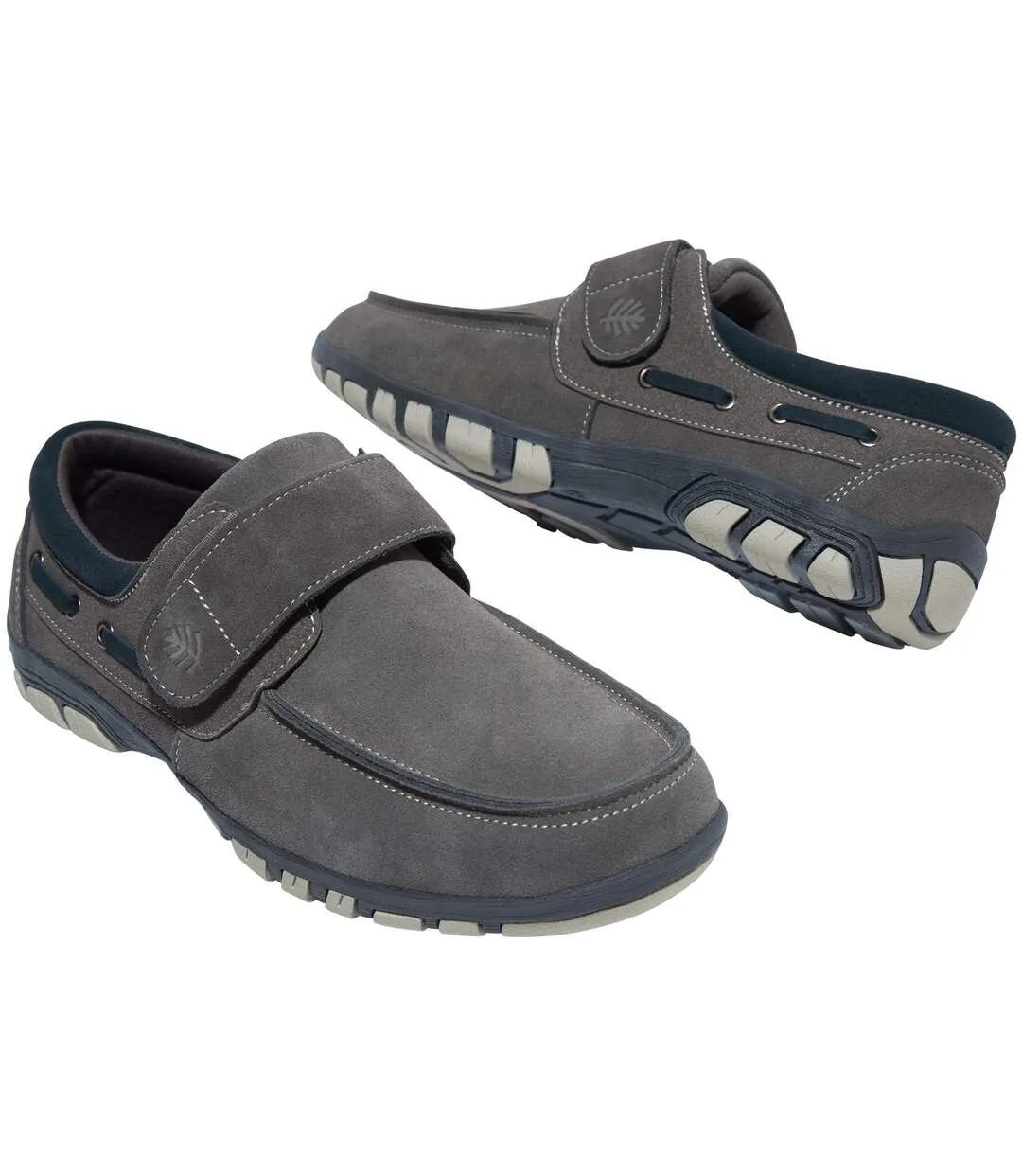 Men's Grey Boat-Style Moccasins