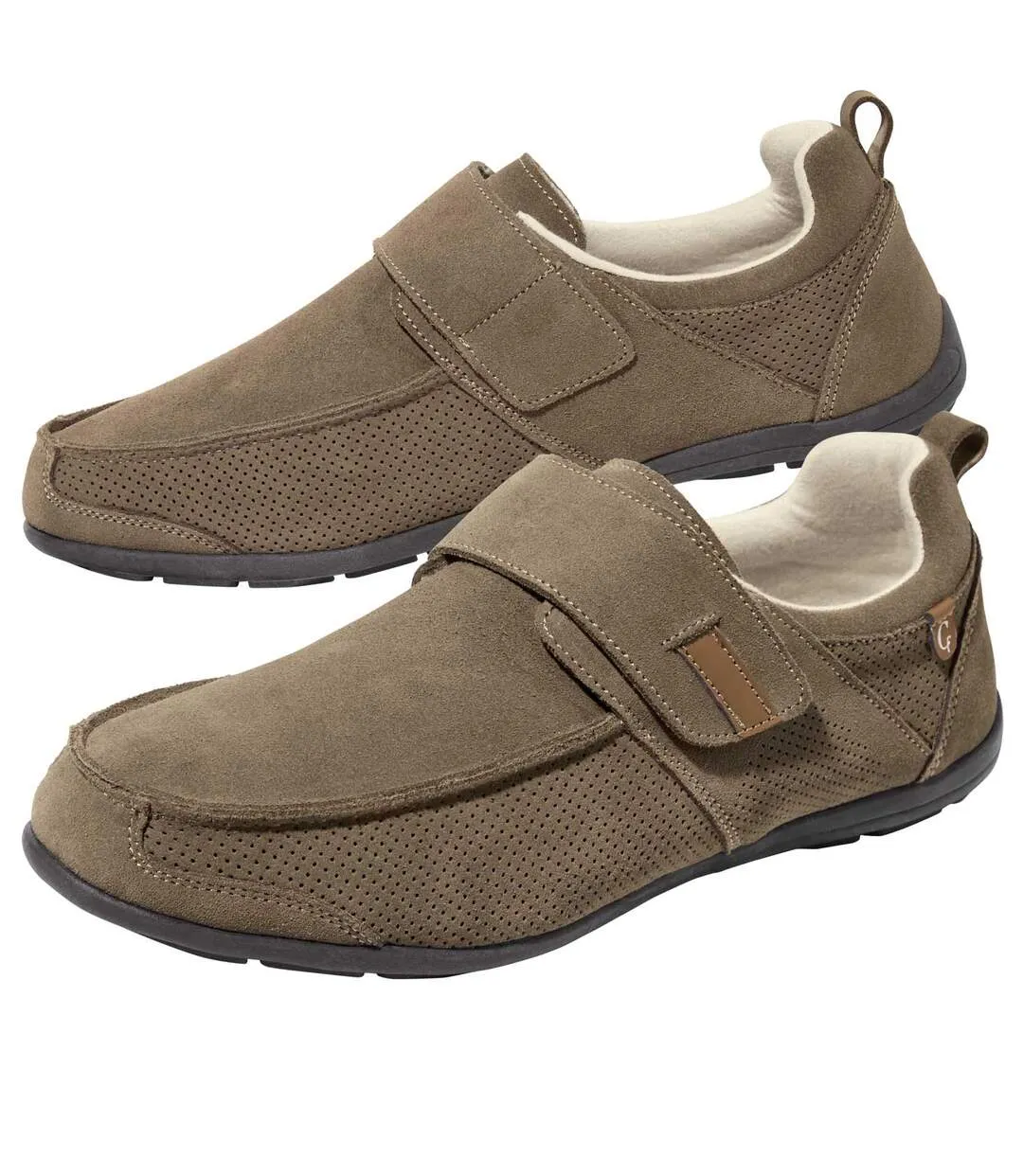 Men's Taupe Moccasins - Split Leather 