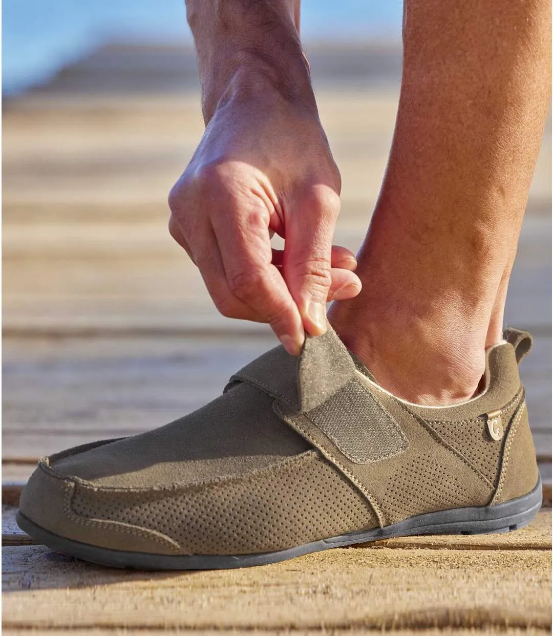 Men's Taupe Moccasins - Split Leather 