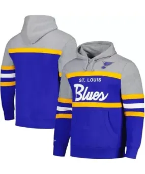 Mitchell & Ness Men's NHL Blue/Gray St. Louis Blues Head Coach Pullover Hoodie