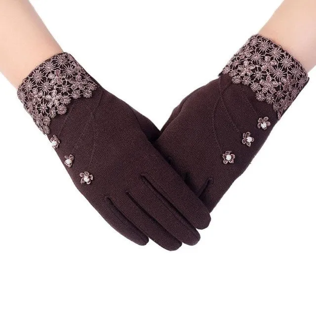 New Gloves For Women Solid Soft Cotton Warm Wrist Mitten Gloves Women Full Finger  Gloves Keep Warm Women's Gloves GS