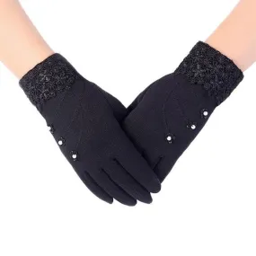 New Gloves For Women Solid Soft Cotton Warm Wrist Mitten Gloves Women Full Finger  Gloves Keep Warm Women's Gloves GS