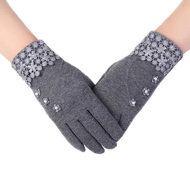 New Gloves For Women Solid Soft Cotton Warm Wrist Mitten Gloves Women Full Finger  Gloves Keep Warm Women's Gloves GS