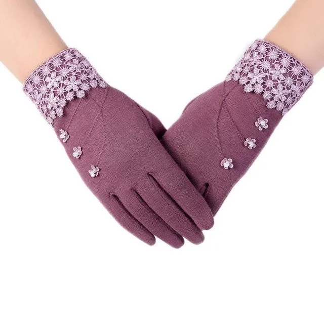 New Gloves For Women Solid Soft Cotton Warm Wrist Mitten Gloves Women Full Finger  Gloves Keep Warm Women's Gloves GS