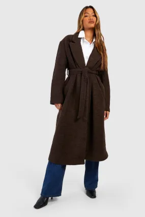 Petite Boucle Belted Wool Coat