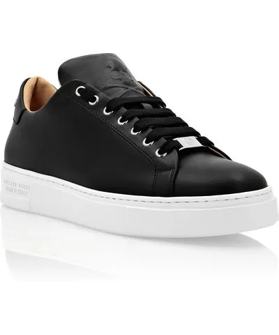 Philipp Plein Leather Lo-Top Sneakers Skull and Plein